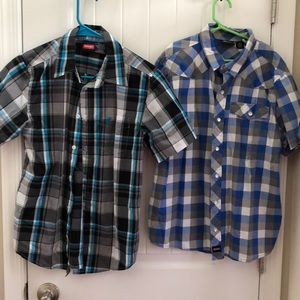 Boys L 14/16 Plaid Polo Shirt L Youth Blue set